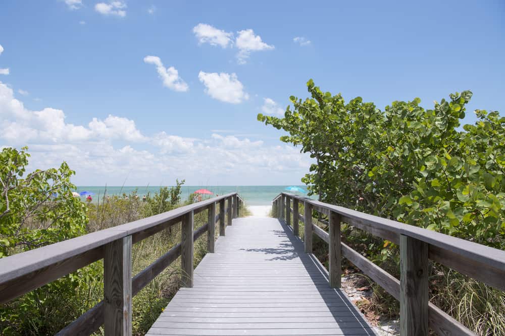 wooden pathway leading to beach weekend getaways in Florida