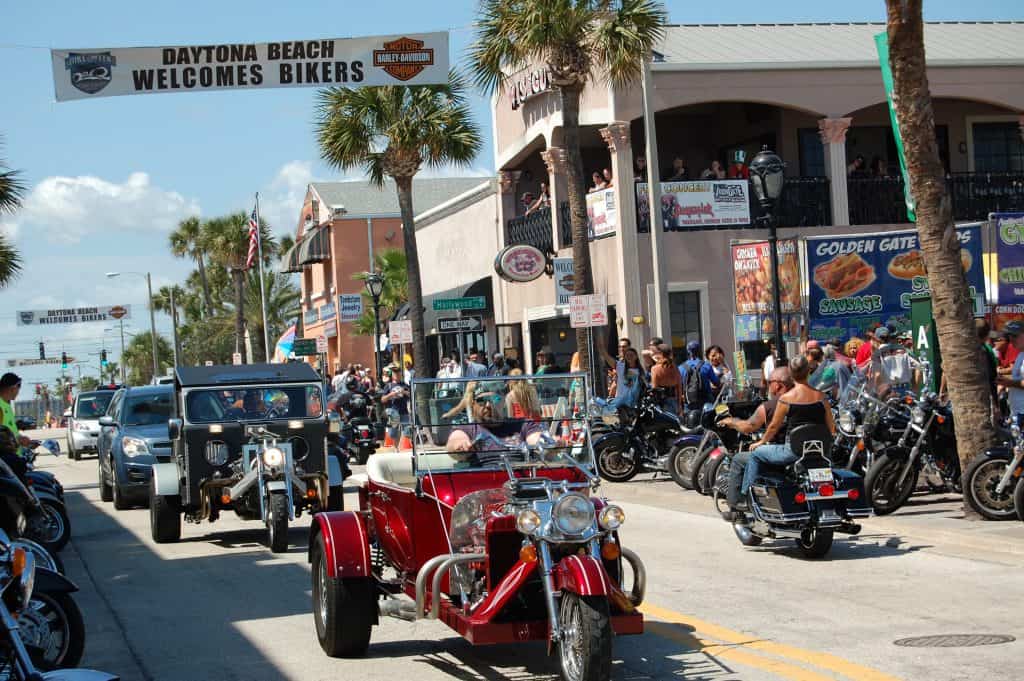 Vintage, custom, and colorful motorcycles parade around Daytona Bike Fest, one of the most fun festivals in Florida.