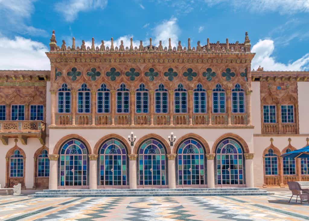 The beautiful Italian-inspired architecture of the Ringling Museum of Art, one of the best things to do in Sarasota.