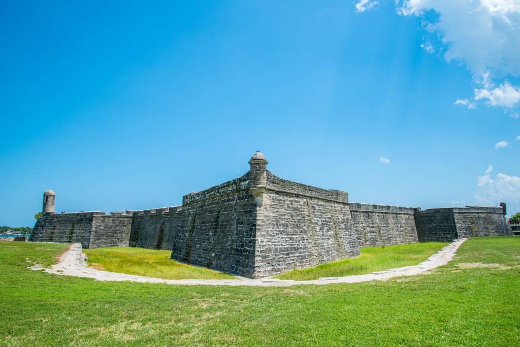 The exterior of the Castillo de San Marcos in St. Augustine, Florida.