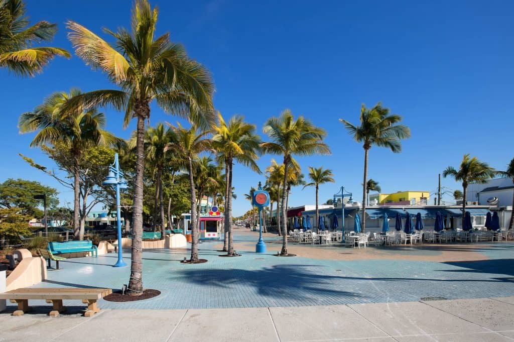 The plaza at Times Square in Estero Island in Fort Myers, Florida.