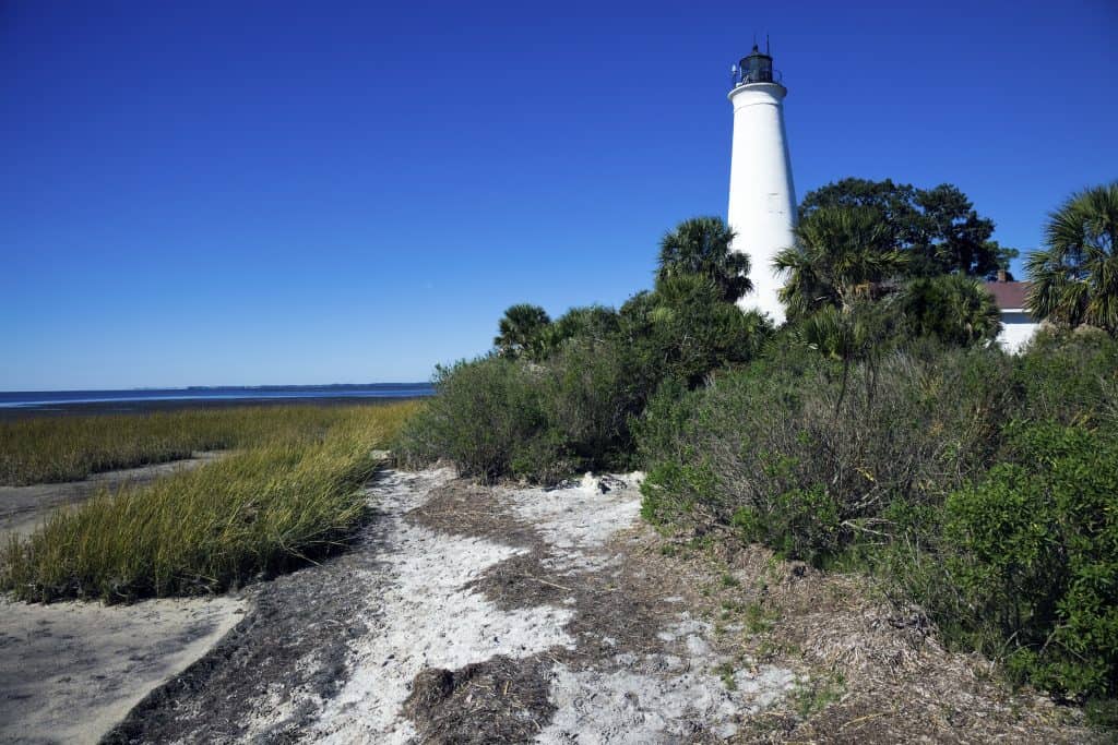 St. Mark's Lighthouse lies along the Gulf Coast in the middle of the wildlife refuge, one of the most relaxing things to do in Tallahassee.