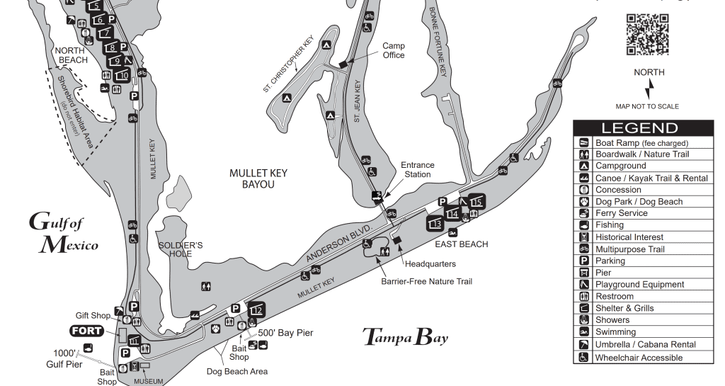detailed map of Fort De Soto Park