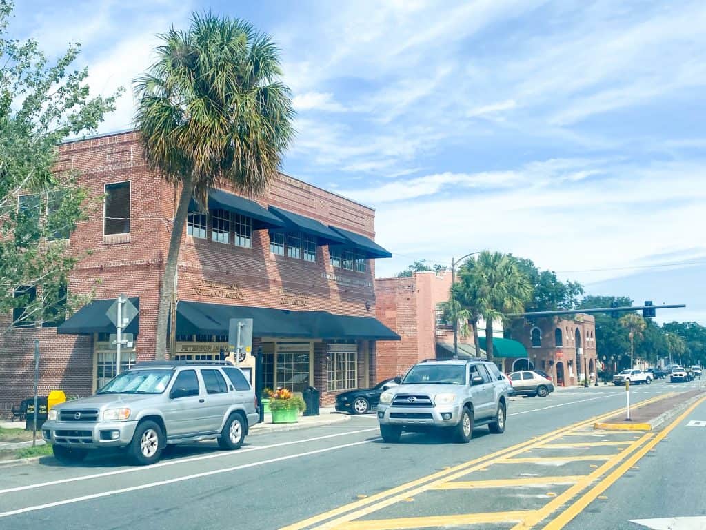 Downtown in Dade City, where motorists actually slow down for pedestrians!