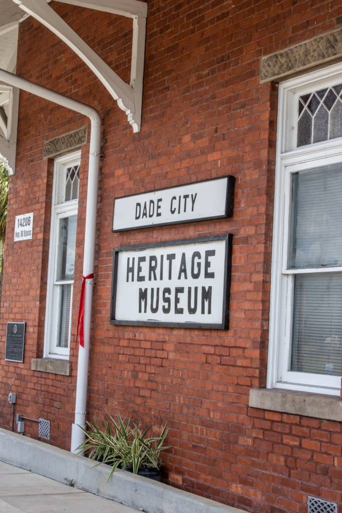 The sign out front on the train depot at the Dade City Heritage Museum. 