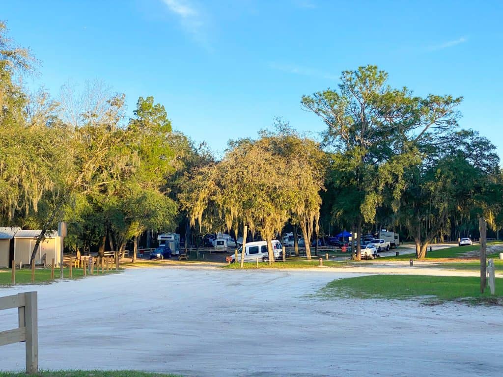 people camping at Gilchrist Blue Springs State Park in Florida