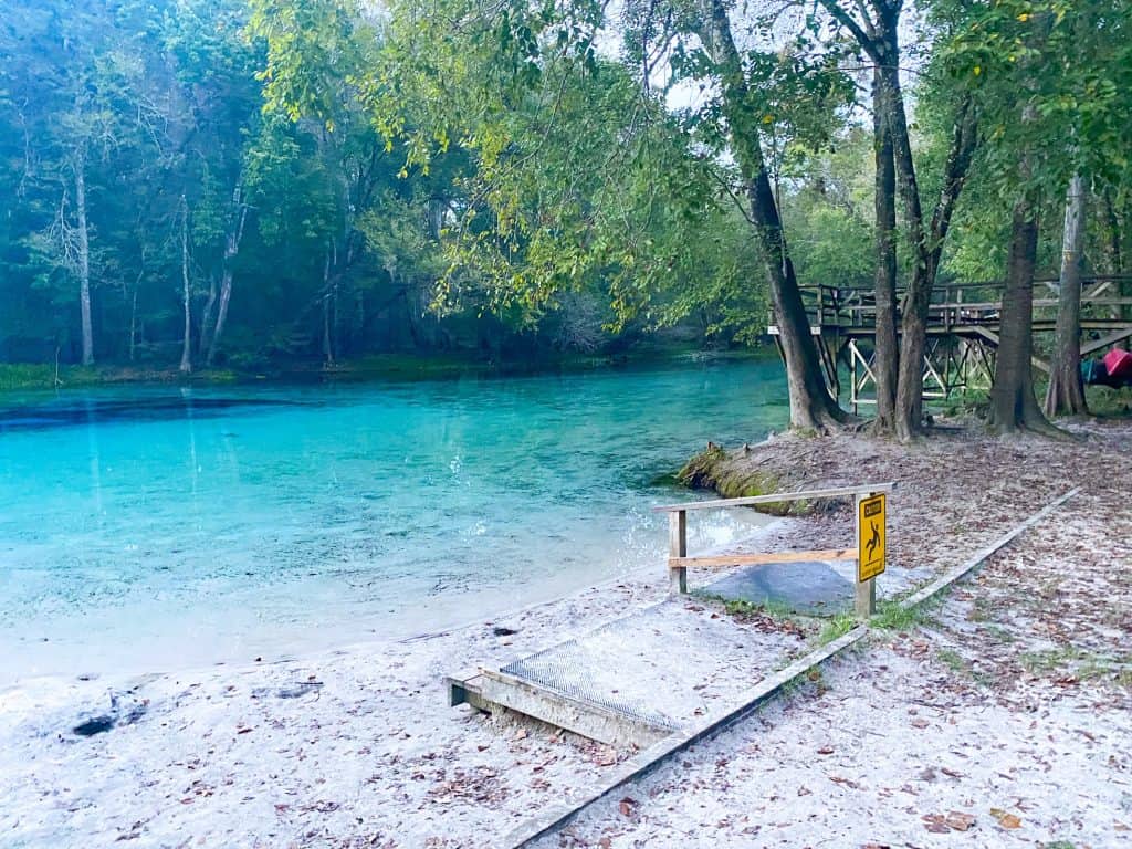 sandy entry point into Gilchrist Blue Springs State Park