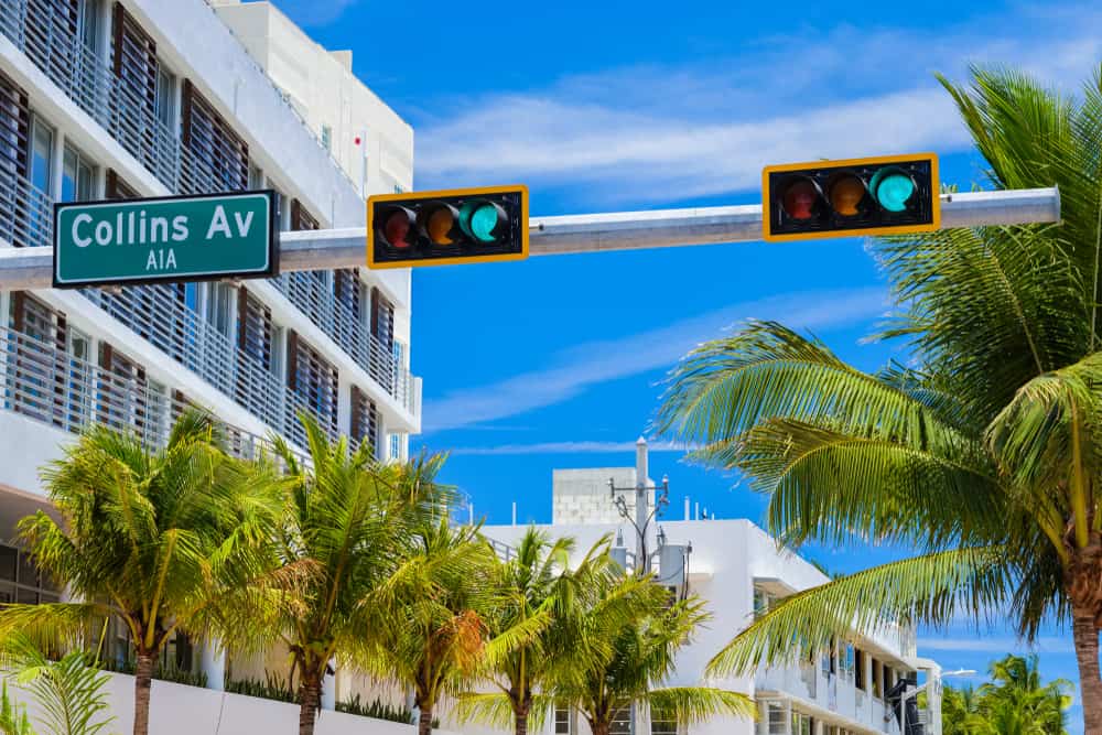 Traffic signals on a Miami street