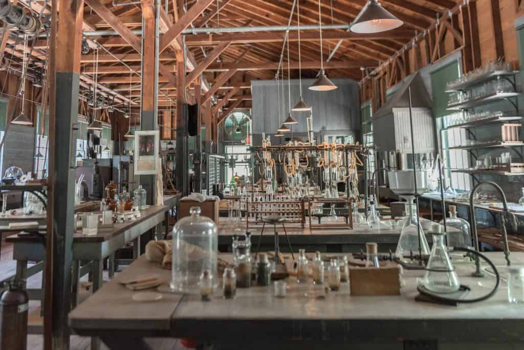 The laboratory of Henry Ford and Thomas Edison at their estate.