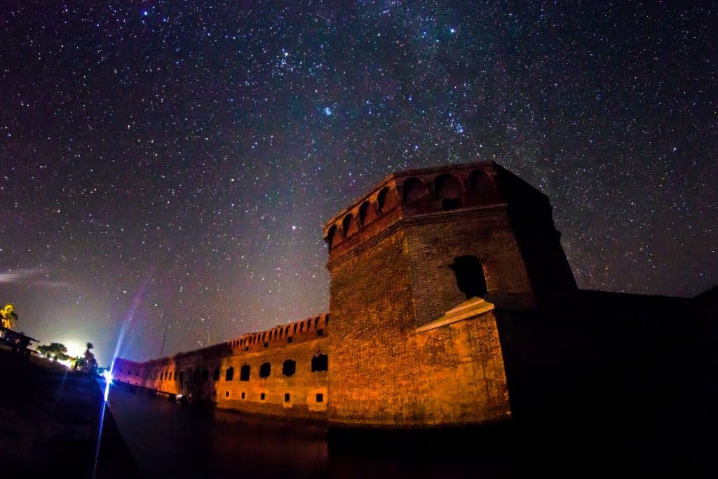 The sky is filled with stars about Dry Tortugas National Park, one of the best places to go stargazing in Florida.
