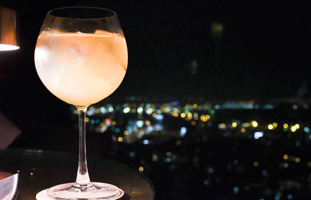 A cocktail in a rooftop bar in Orlando