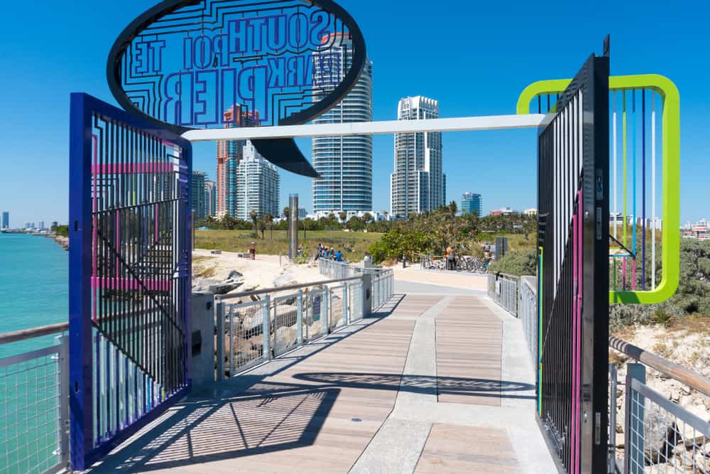 Head to South Pointe Park on the southern tip of Miami beach with a boardwalk