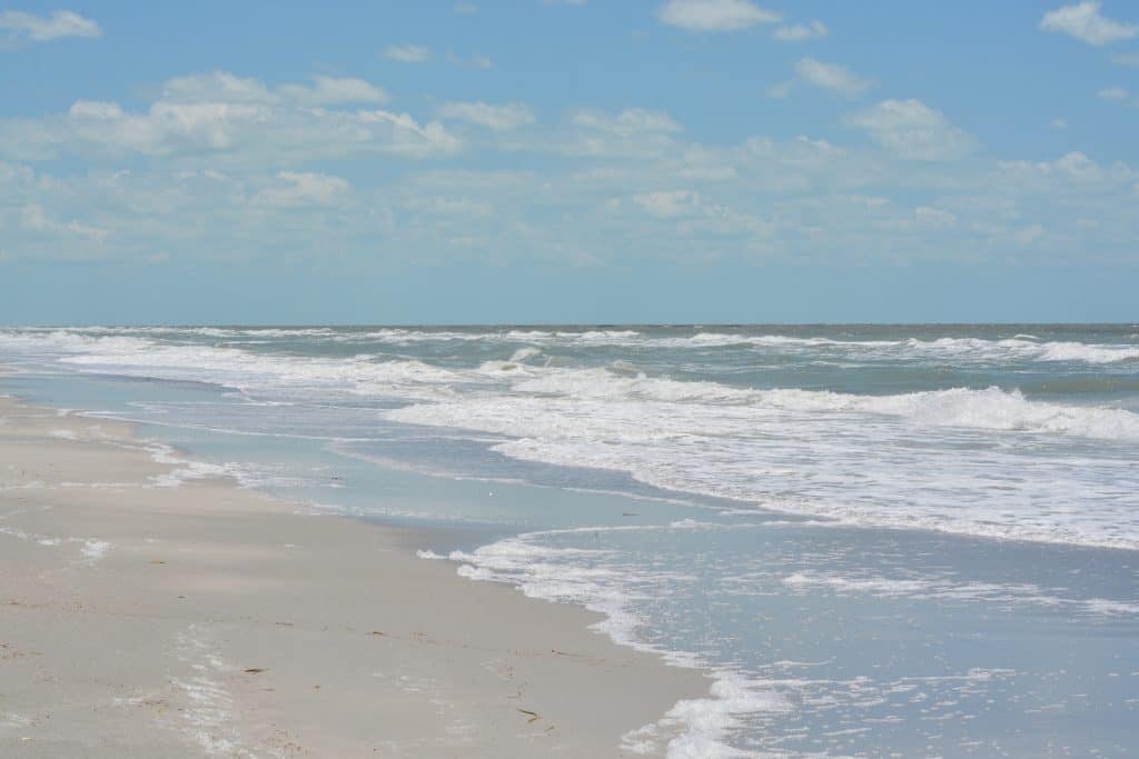 Soft white sand beach of Indian Rocks beach in Tampa Florida