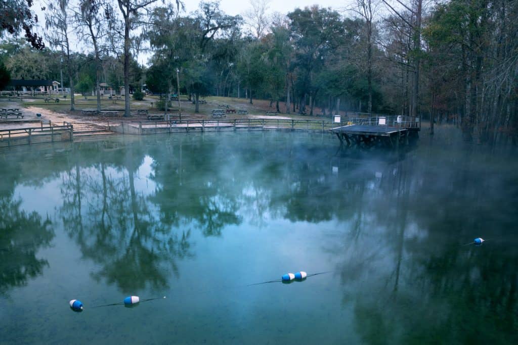 Early morning at Gilchrist Blue Springs, one of Florida's natural springs.