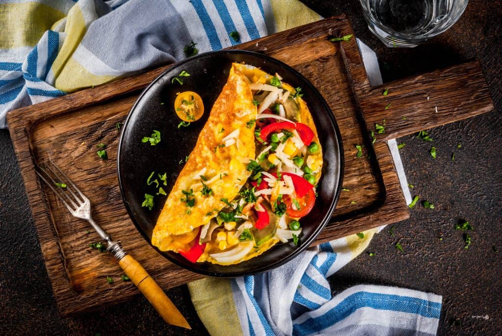 Breakfast omelette with fresh veggies