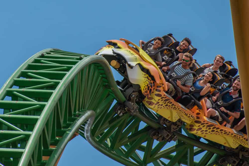 Close up of a roller coaster at Busch Gardens, one of the best things to do in Florida.