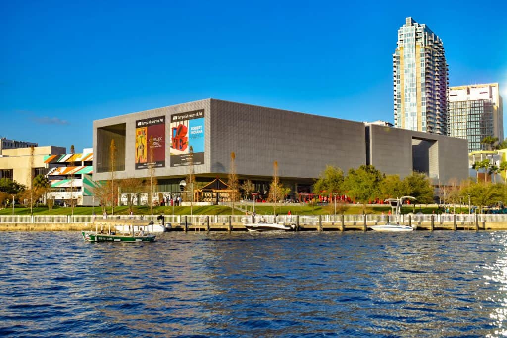 The view of the Tampa Museum of Art from the Hillsborough River, one of the best things to do in Tampa.