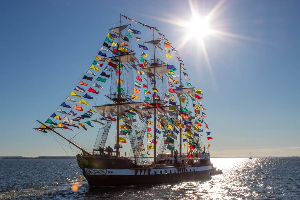 Captain Jose Gaspar's pirate ship sails into Tampa Bay at Gasparilla, one of the most infamous Florida festivals.