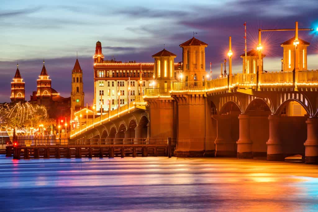 Over 3 million lights illuminate the city of St. Augustine during Night of Lights in winter in Florida.