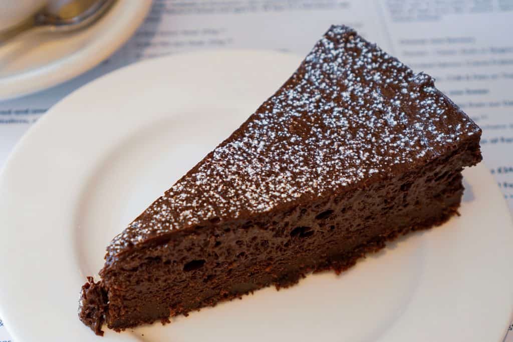 Photo of flourless chocolate cake which is one of the items served at one of the best Italian restaurants in Tampa. 