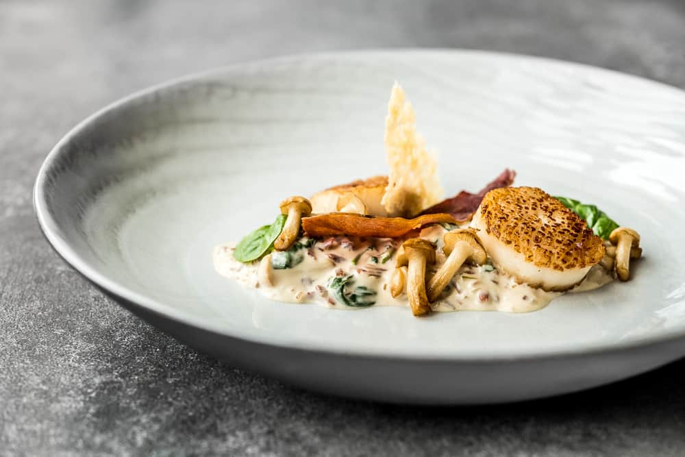 A fancy scallop and mushroom dish at one of the restaurants in Key West.