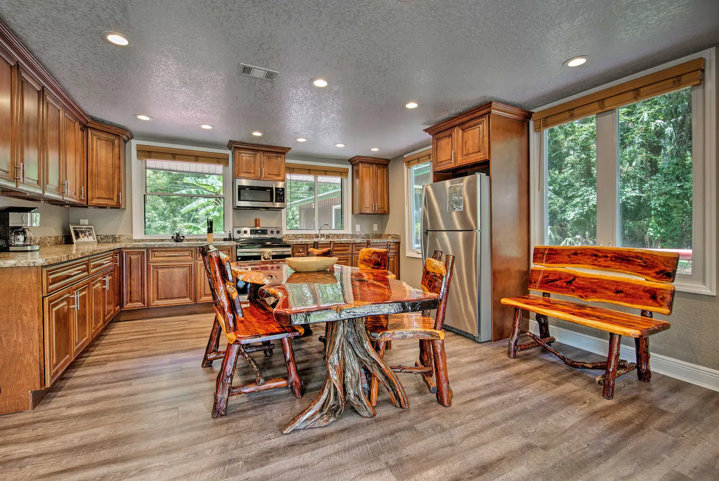 Photo of the kitchen area in an Airbnb in Orlando, one of the best cabins in Florida.