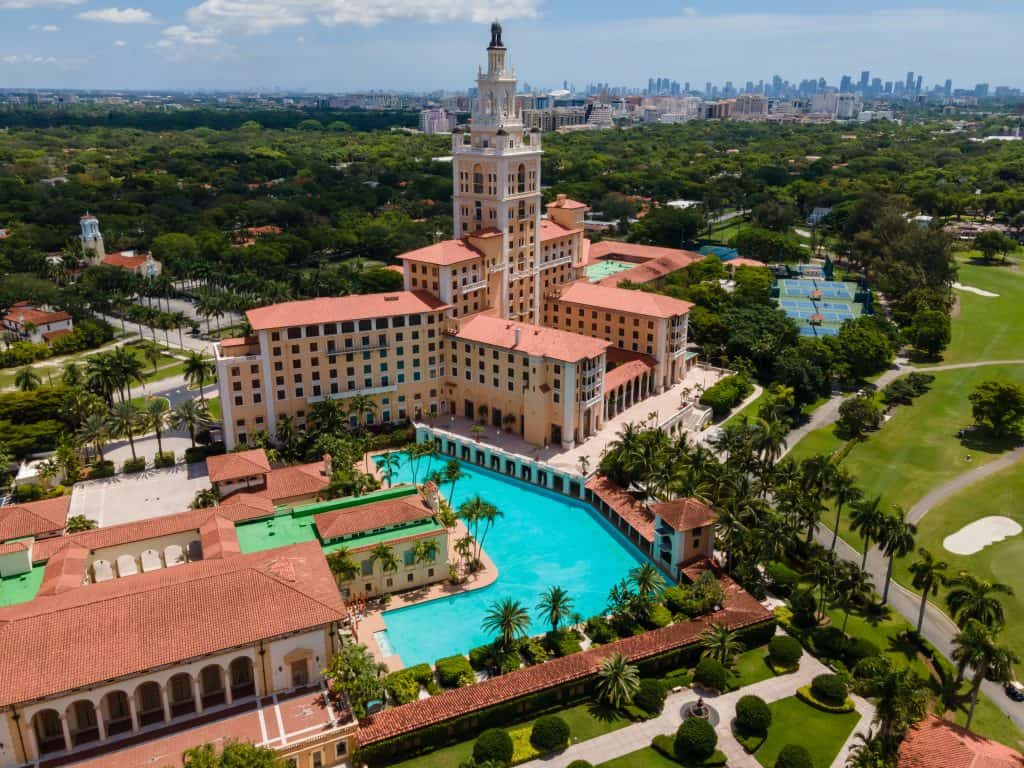 A bird's eye view of the Biltmore Hotel and Spa, one of the best spas in Florida.