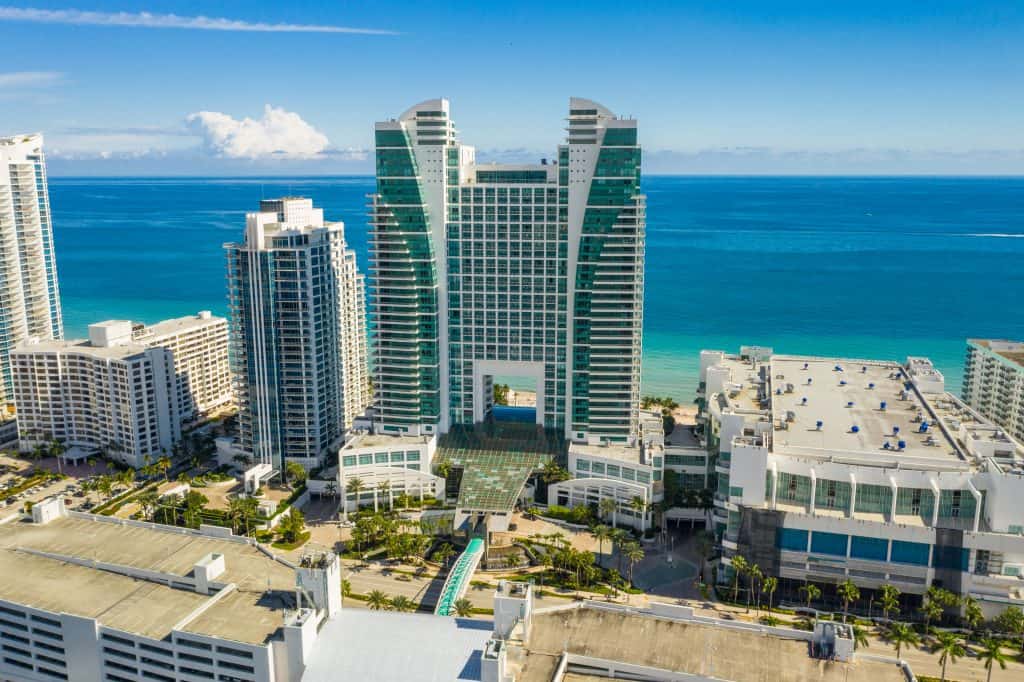 A bird's eye view of the Diplomat, where one of the best spas in Florida features gorgeous panoramic views of the Atlantic.