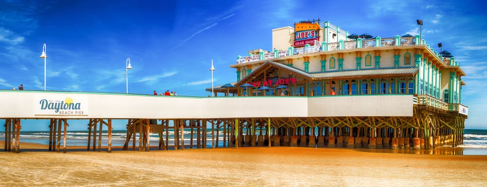 The Daytona Beach Pier with Joe's Crab Shack at the end.