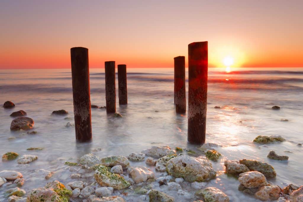 The sunset washes over the shores of Honeymoon Island State Park in Dunedin.