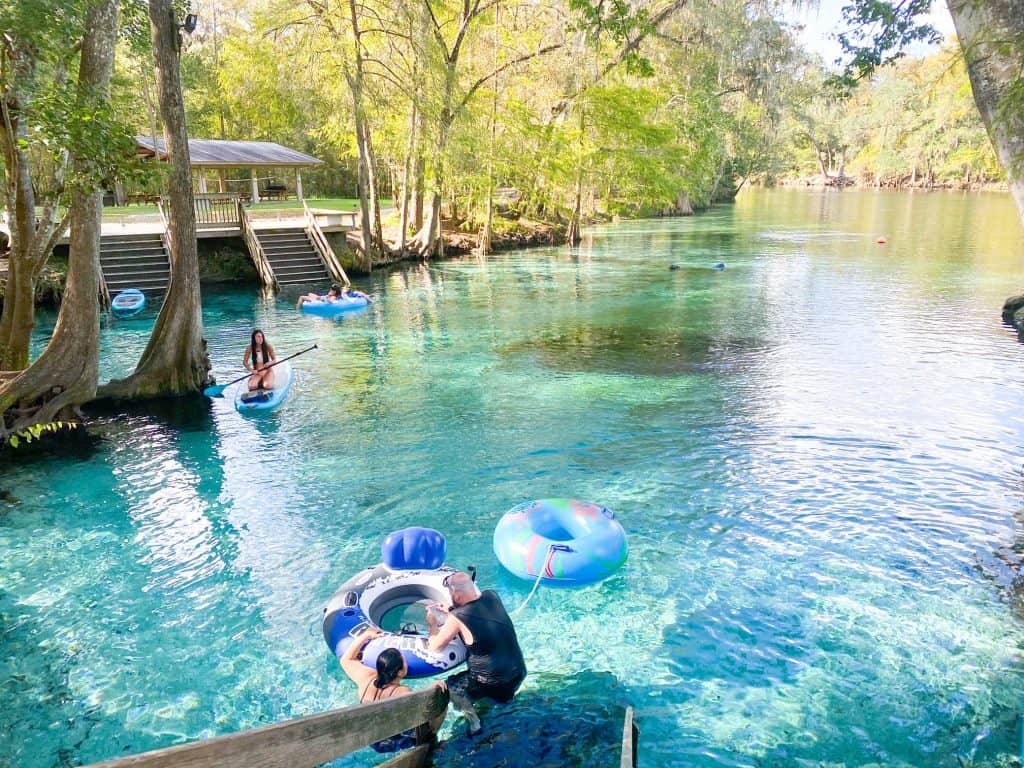 People on tubes at Ginnie Springs in Florida