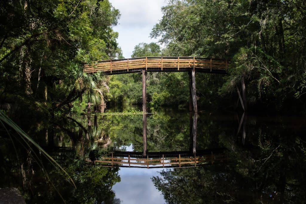 Photo of a wooden bridge over the Hillsborough River