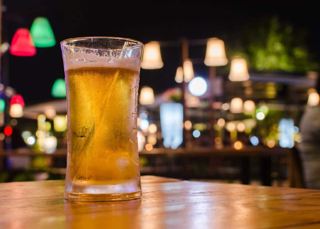 A frosty beer condensates at one of the best bars in Tampa.