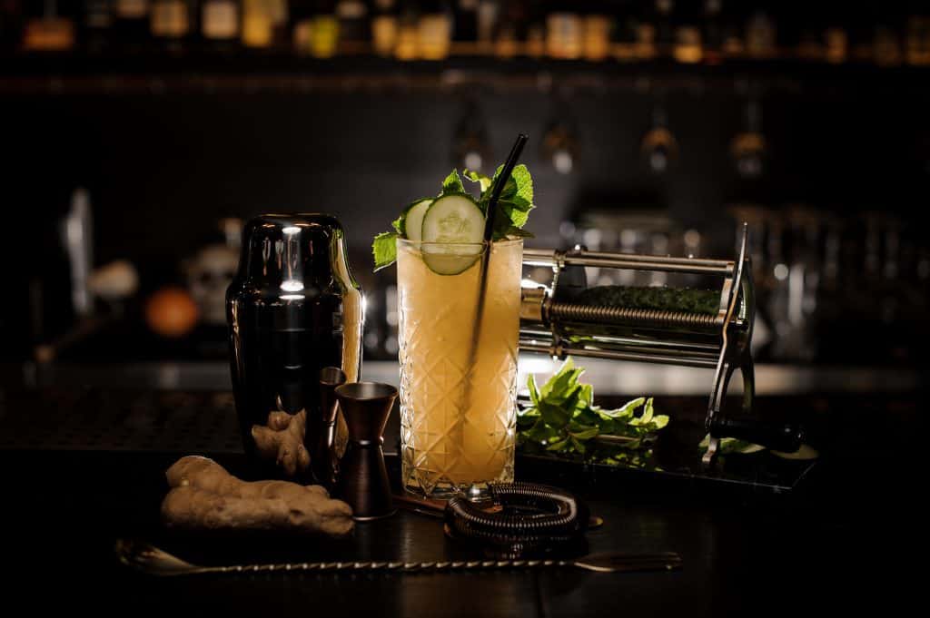 A cocktail sits at the bar at Ciro's Speakeasy and Supper Club, one of the best bars in Tampa.