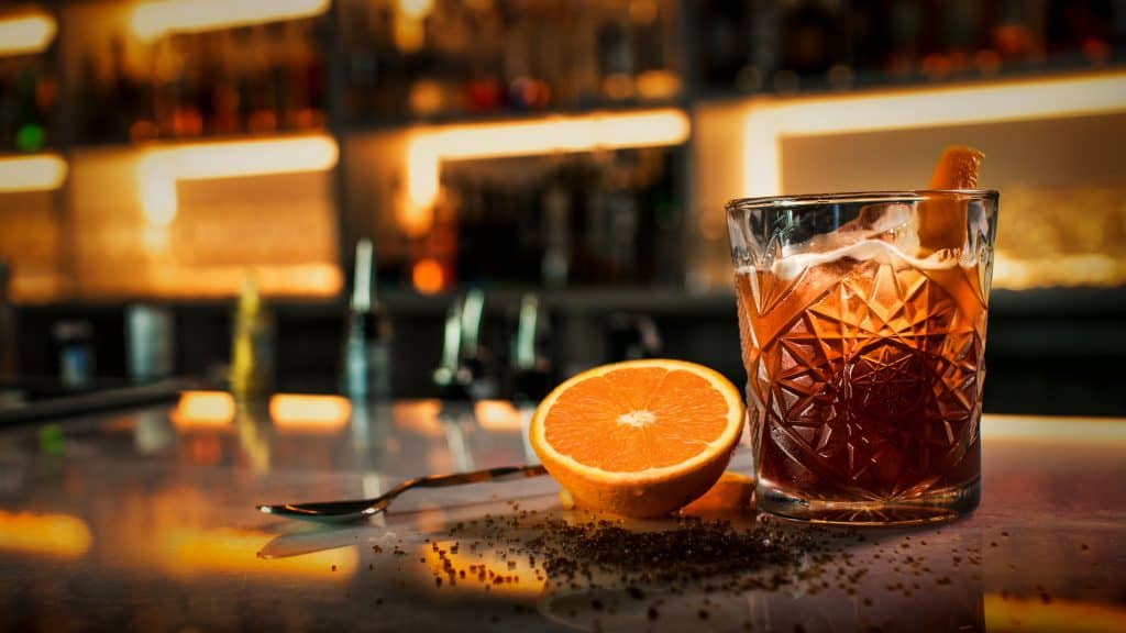 An old fashioned sits on the bar at Bulla Gastropub, one of the best bars in Tampa.