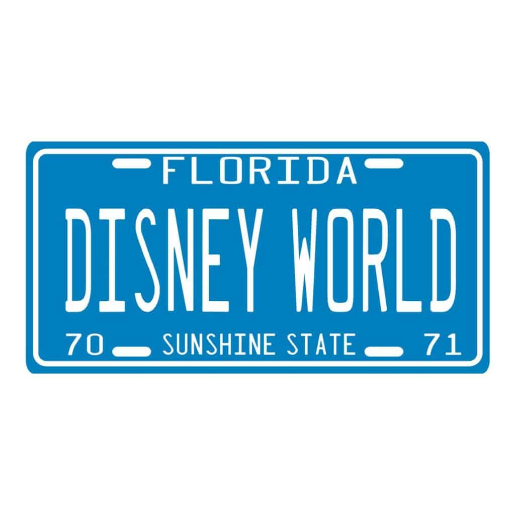 Photo of a vintage inspired Disney World license plate, one of the best Florida gifts and souvenirs. 