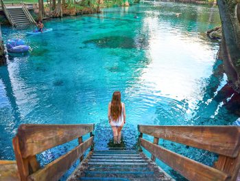 walking down into one of the prettiest springs in Florida
