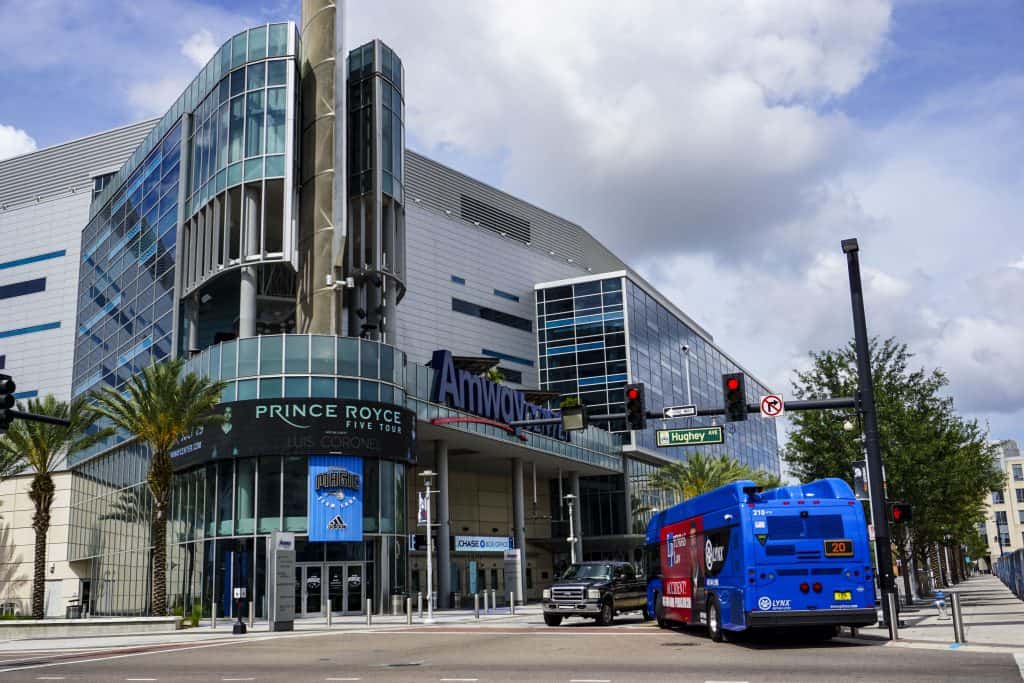 The exterior of the Amway Center, the only place in Florida to see the Orlando Magic play!