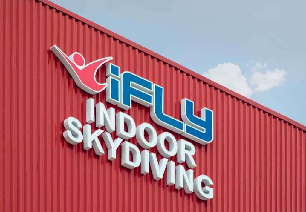 The logo on the side of iFly Orlando, the only way to go skydiving without the heights, one of the best things to do in Orlando.