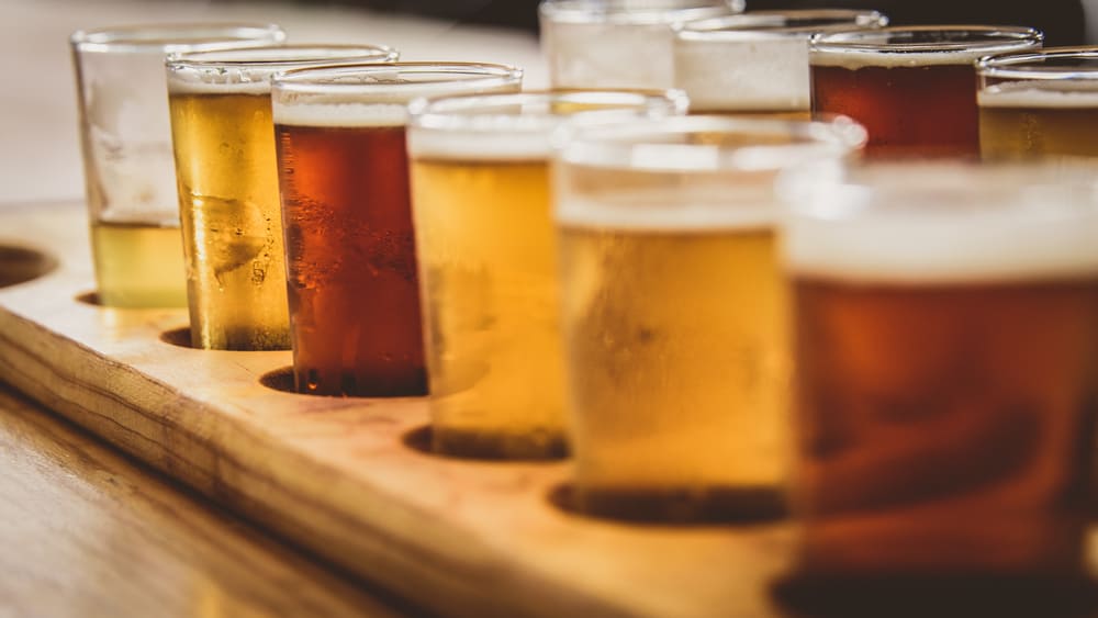 A flight of beer awaits thirsty guests at the Orlando Brewing Company, one of the best things to do in Orlando.