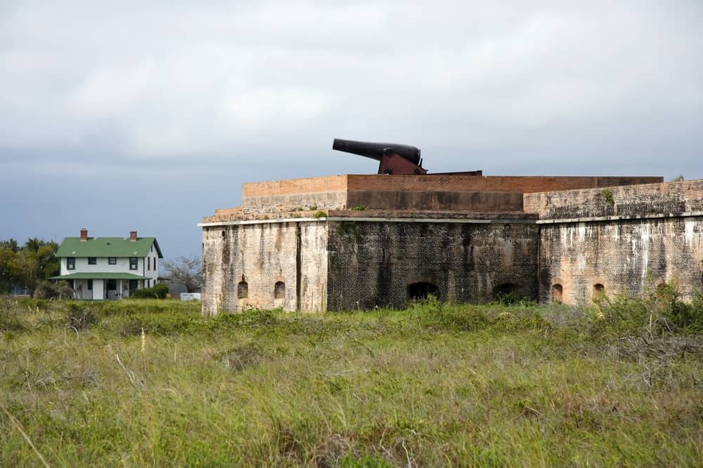 An old cannon sits a top Fort Pickens, one of the forts built to protect Pensacola Bay.