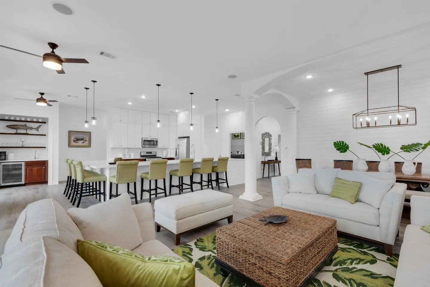 Photo of the kitchen and living room at an Airbnb in Destin.