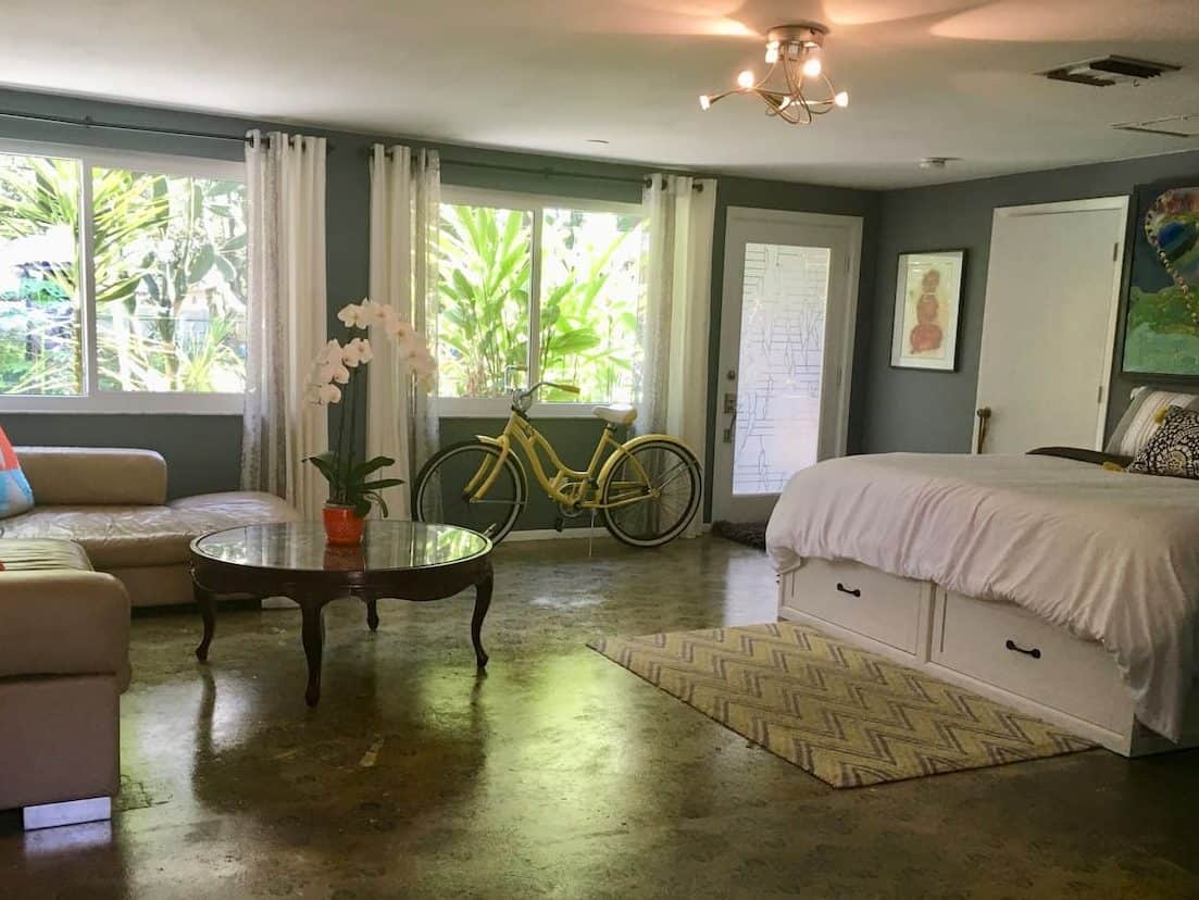Photo of the living space inside of The Be Suite Airbnb in Sarasota.