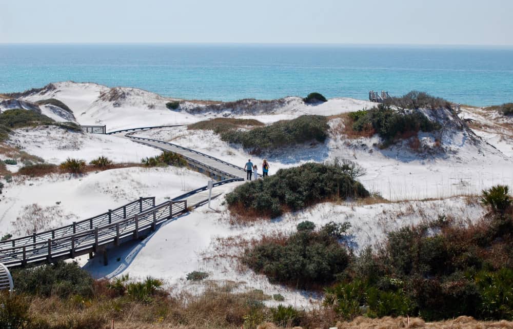 Port St Joe Beach with sand dunes leading down to the water