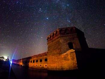 The stars are out in full force in the dark sky above Dry Tortugas National Park.