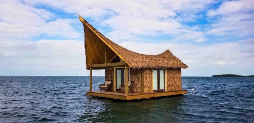 Photo of the floating Grand Tiki Airbnb in Key West. 