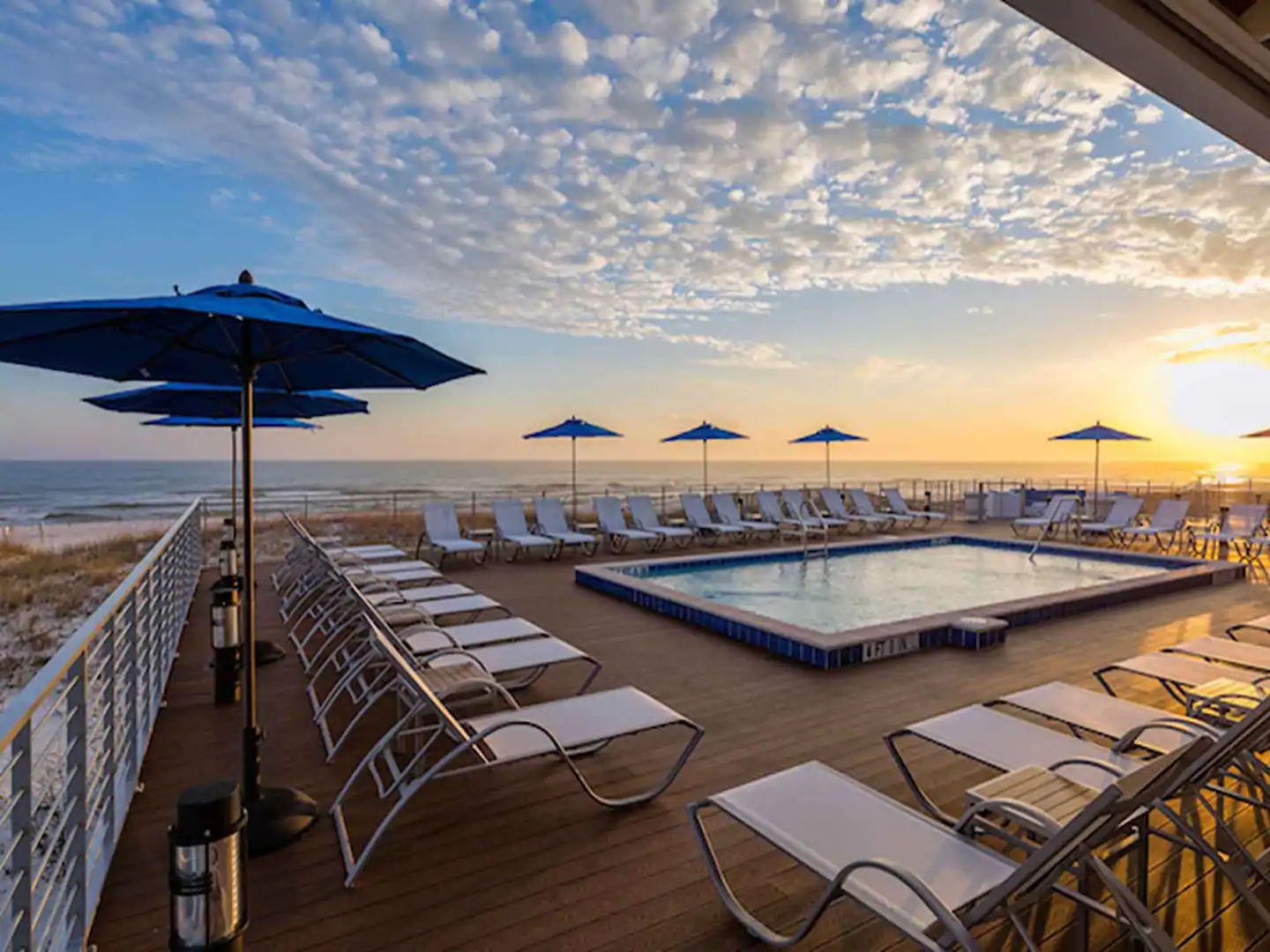 Photo of a private beach club pool located at an Airbnb in Florida.