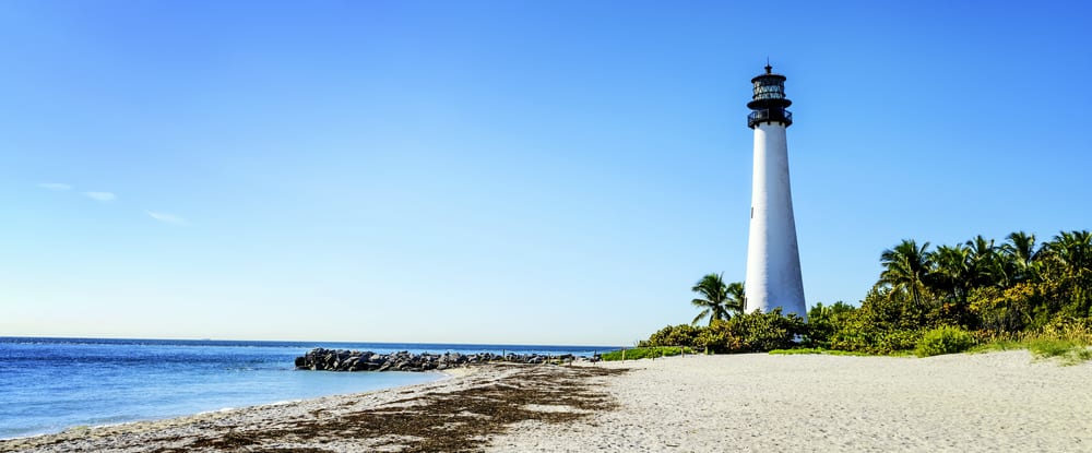 Bill Baggs State Park beach and the lighthouse.