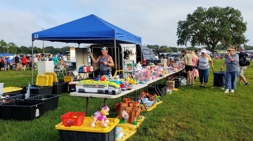 Traders line up with tables and tents in Webster, ready for the Swap-O-Rama.