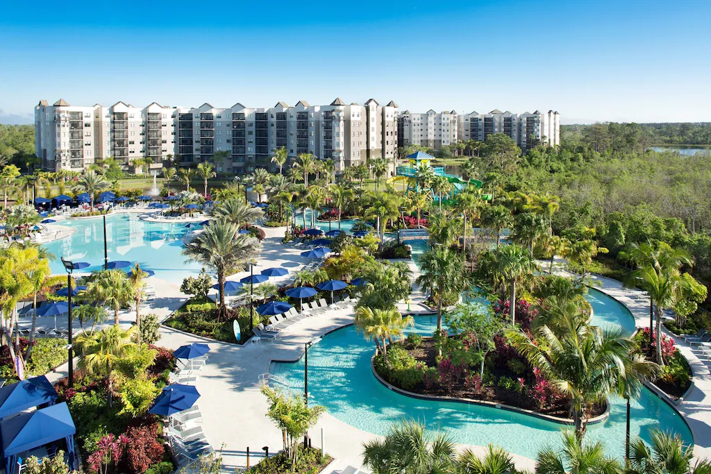 Photo of an aerial view showing the entire property at the Grove Resort in Orlando. 